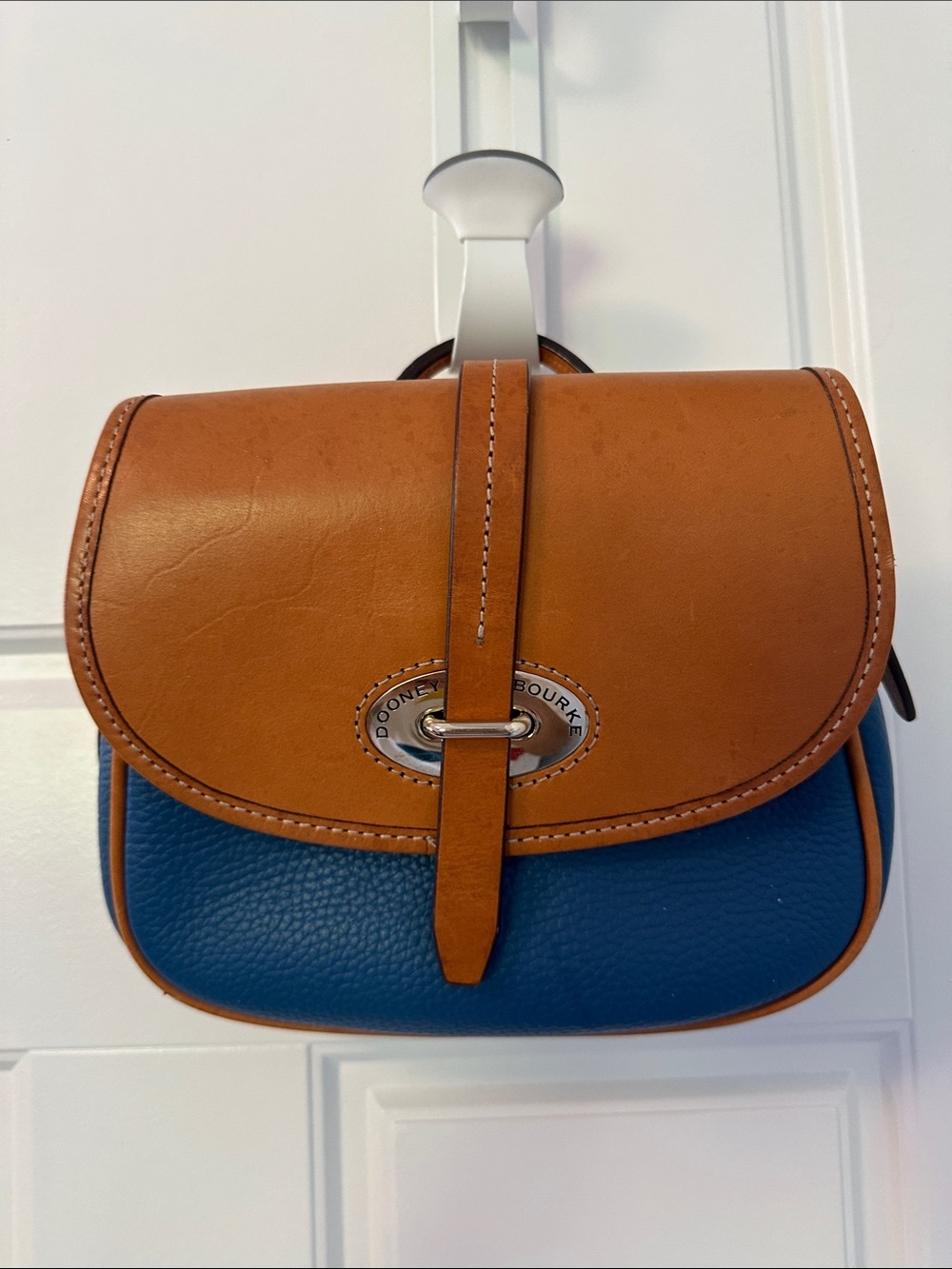 Dooney & Bourke Cognac and Blue Two-Tone Leather Crossbody